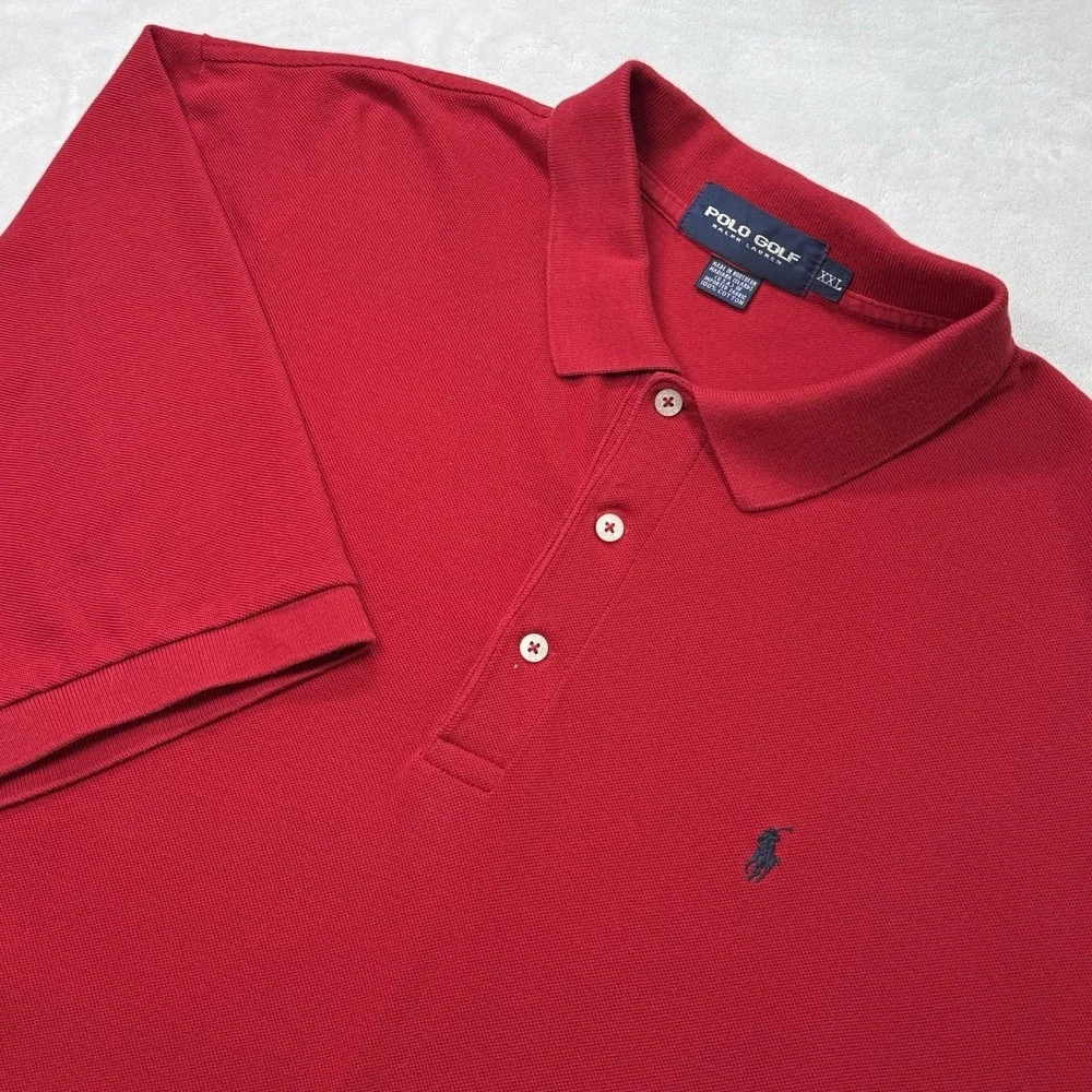 Vintage Polo Golf Ralph Lauren XXL‎ Red Cotton Polo Shirt USA Made Classic